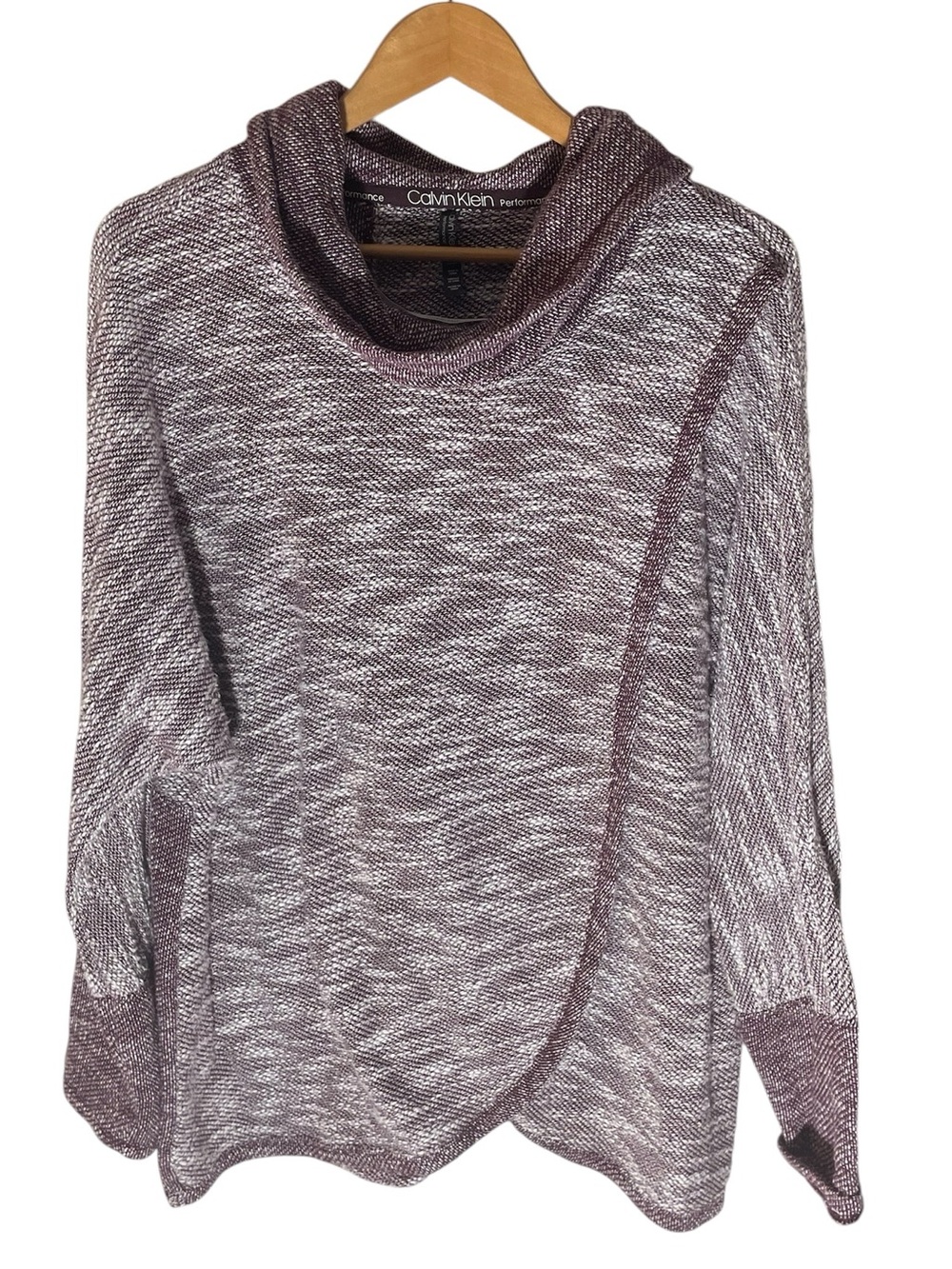 D1- Calvin Klein Plum Marled Cowl Neck Sweater 2X Performance